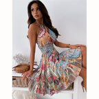 Robe Fleurie Dos Nu Boho à Jupe Plissée