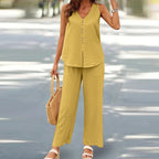 Ensemble Décontracté Imprimé 3D Femme – Débardeur & Pantalon Large en Soie Glacée