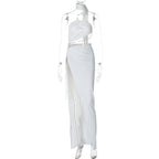Robe Sexy Échancrée – Dos Nu, Bandeau, Fente Haute