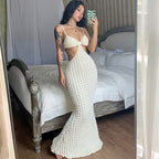 Robe Longue Élégante à Bretelles – Fendue, Dos Nu, Style Pure Désir