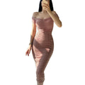Robe Plissée d'Été Femme – Épaules Dénudées, Taille Haute