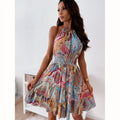 Robe Fleurie Dos Nu Boho à Jupe Plissée