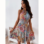 Robe Fleurie Dos Nu Boho à Jupe Plissée