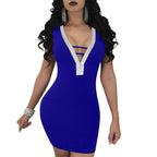 Robe Sexy Moulante à Col V Profond – Dos Nu, Évidée, Style Club Féminin