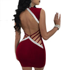 Robe Sexy Moulante à Col V Profond – Dos Nu, Évidée, Style Club Féminin