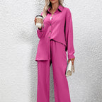 Ensemble Décontracté Femme – Chemise Ample & Pantalon Taille Haute