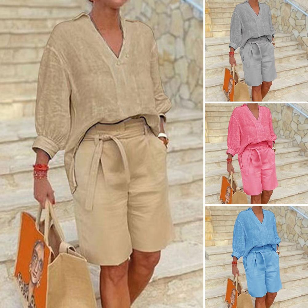 Ensemble Femme Coton & Lin – Élégance Décontractée & Confort Naturel