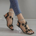 Sandales Fleurs Femme à Talons Transparents Été