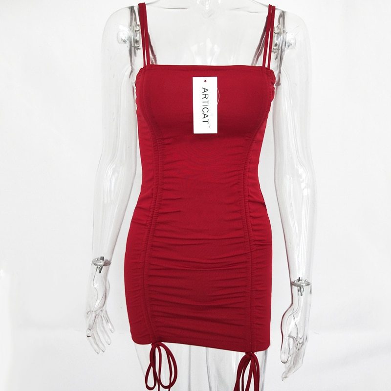Mini-Robe Sexy à Bretelles – Dos Nu, Bandage, Style Club Élégant