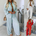 Ensemble Chemise Longue Manches & Pantalon – Style Décontracté & Élégance Fluide
