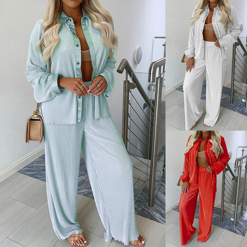 Ensemble Chemise Longue Manches & Pantalon – Style Décontracté & Élégance Fluide