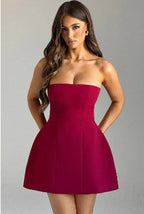 Robe Tube d’Été – Dos Nu, Couleur Unie, Style Slim & Sexy
