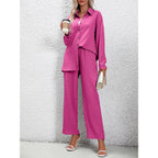 Ensemble Décontracté Femme – Chemise Ample & Pantalon Taille Haute