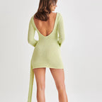 Robe Y2K sexy à dos nu avec manches longues – Tendance virale