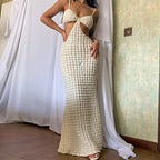 Robe Longue Élégante à Bretelles – Fendue, Dos Nu, Style Pure Désir