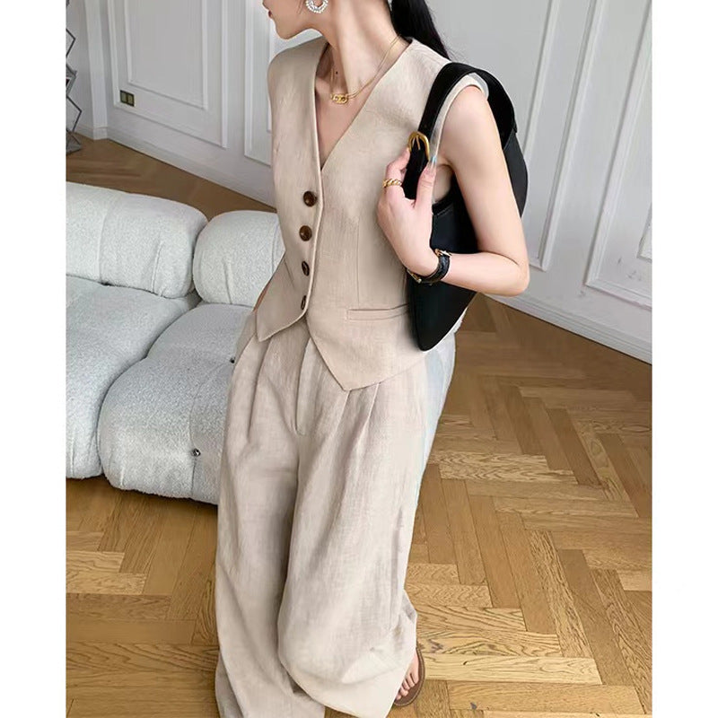 Ensemble Décontracté d’Été – Gilet Sans Manches & Pantalon Large