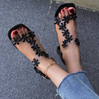 Sandales Fleurs Femme à Talons Transparents Été