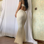 Robe Longue Élégante à Bretelles – Fendue, Dos Nu, Style Pure Désir