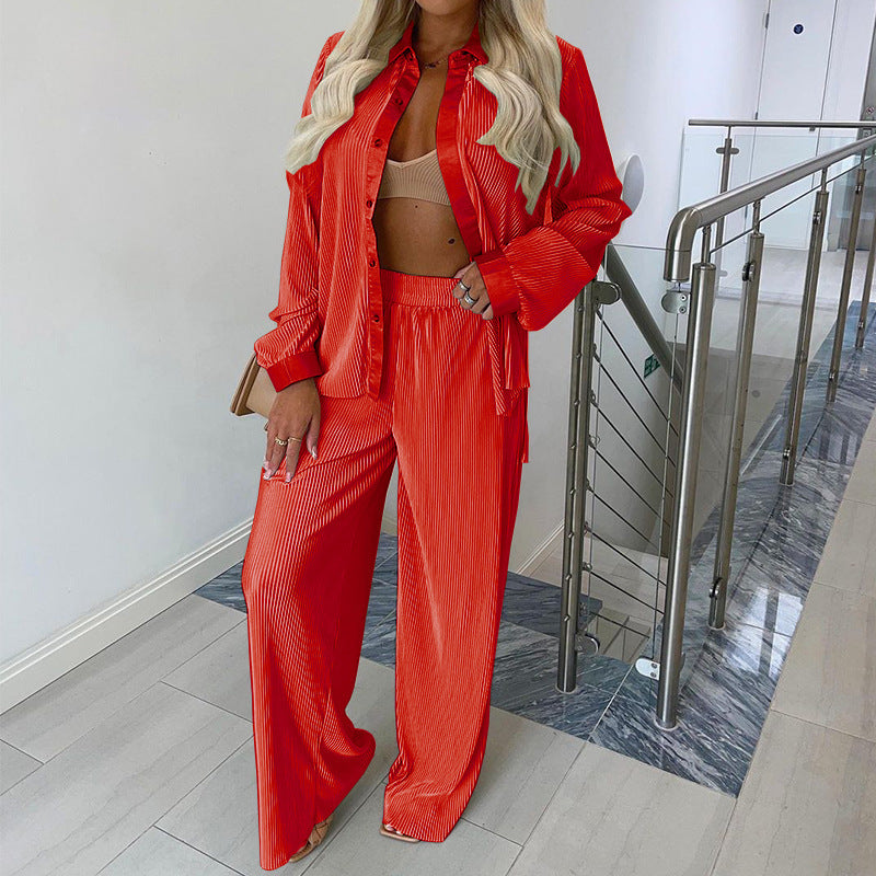 Ensemble Chemise Longue Manches & Pantalon – Style Décontracté & Élégance Fluide