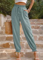 Pantalon fluide taille haute à nouer – Look chic et décontracté