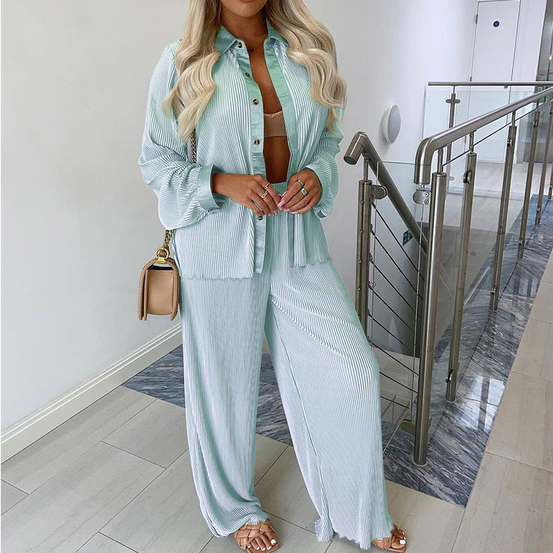 Ensemble Chemise Longue Manches & Pantalon – Style Décontracté & Élégance Fluide