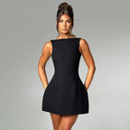 Robe Courte d'Été Sexy Sans Manches – Dos Nu, Coupe Ajustée