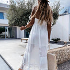 Robe Longue Décontractée Sans Manches avec Détail Dentelle – Élégance Naturelle