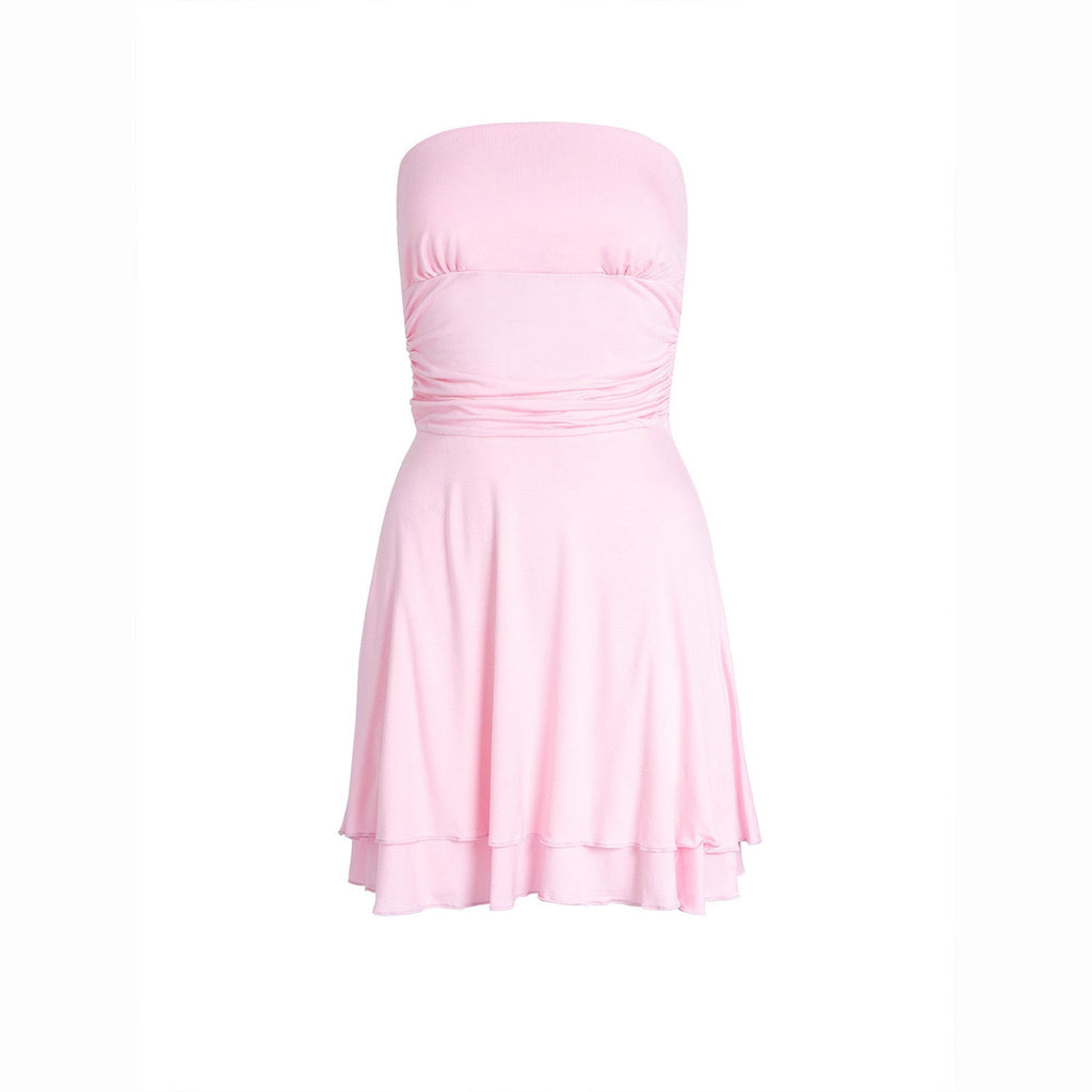 Robe Courte Plissée Y2K – Haut Sans Bretelles Sexy Été 2025 pour Femmes