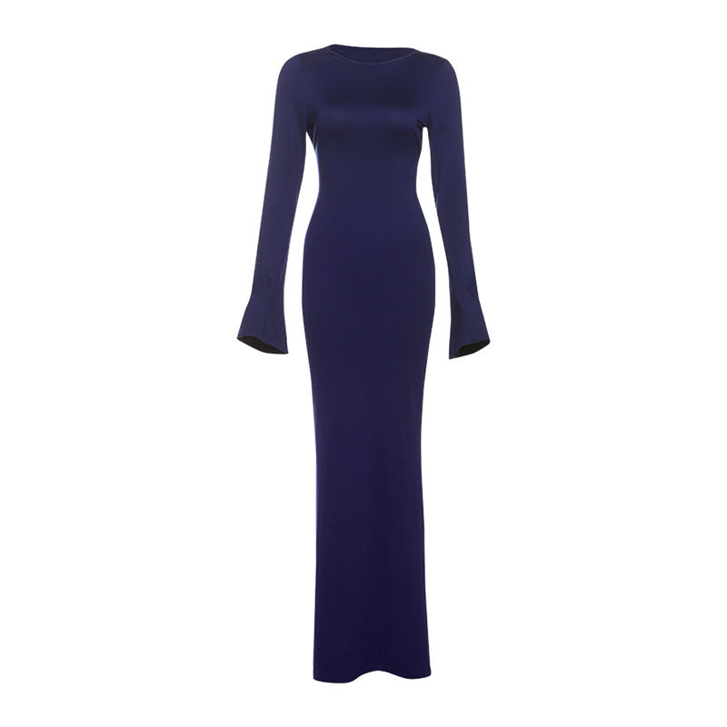Robe Dos Nu Unicolore – Coupe Cintrée Chic & Élégante