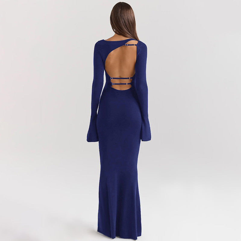 Robe Dos Nu Unicolore – Coupe Cintrée Chic & Élégante