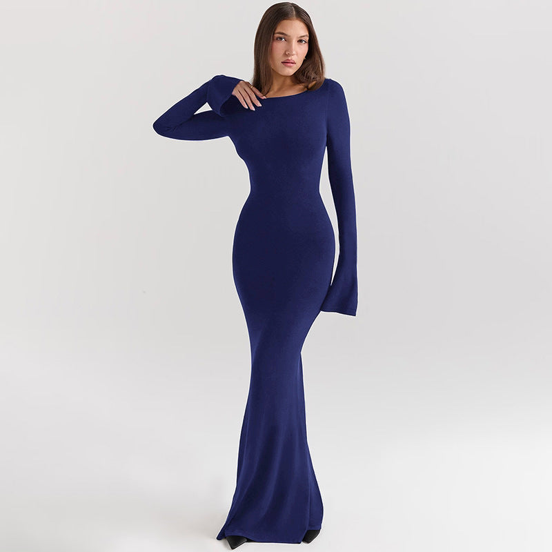 Robe Dos Nu Unicolore – Coupe Cintrée Chic & Élégante