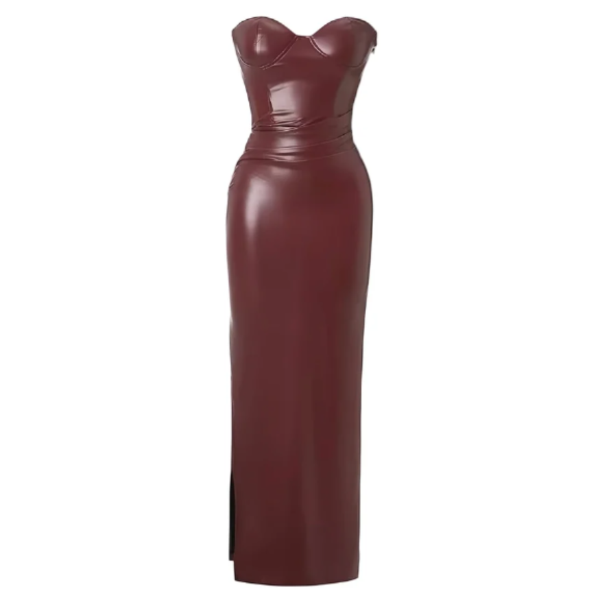 Robe midi en cuir Élise