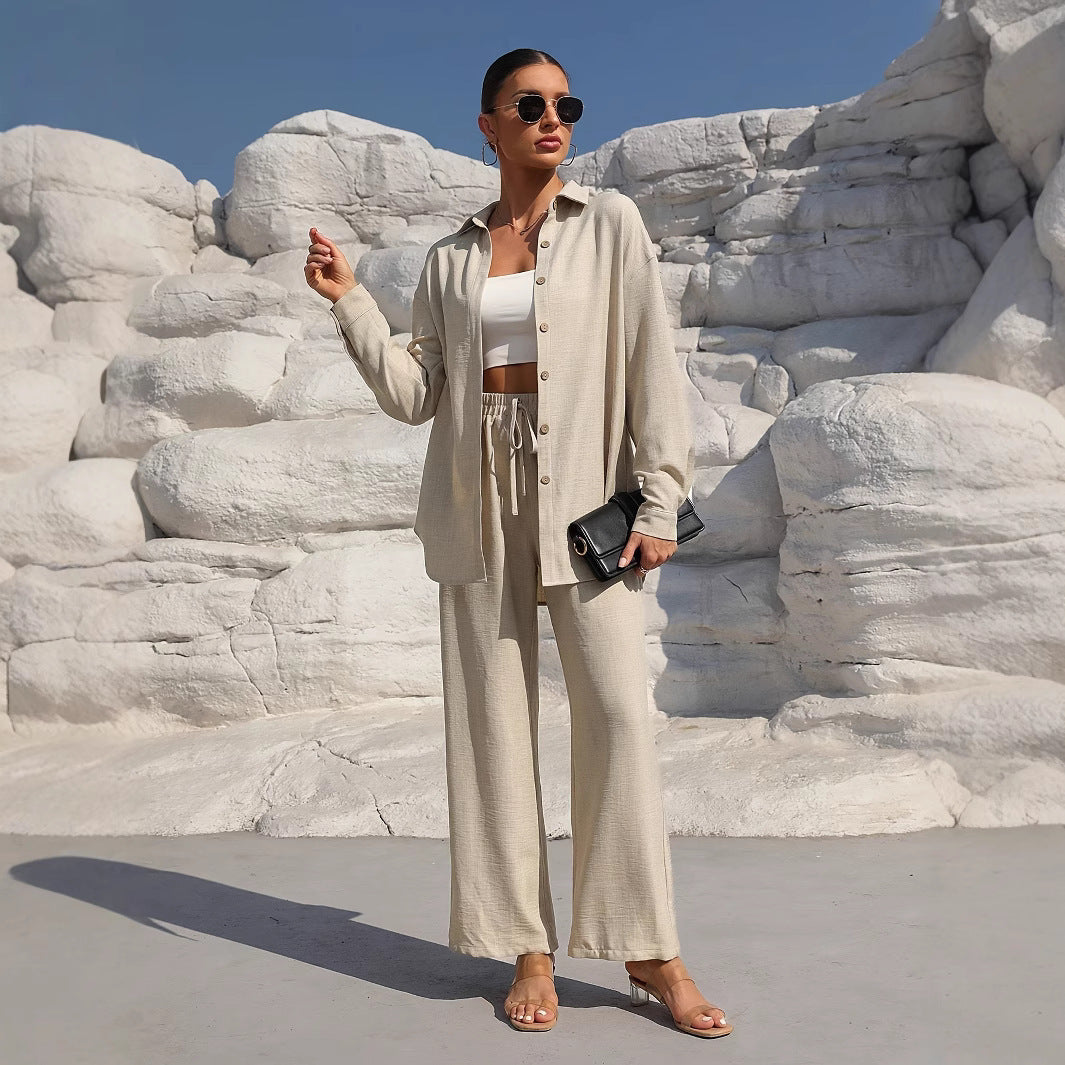 Ensemble Élégant Grande Taille – Cardigan Long & Pantalon Décontracté Unicolore