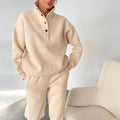 Ensemble tailleur femme col montant à boutons