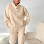 Ensemble tailleur femme col montant à boutons