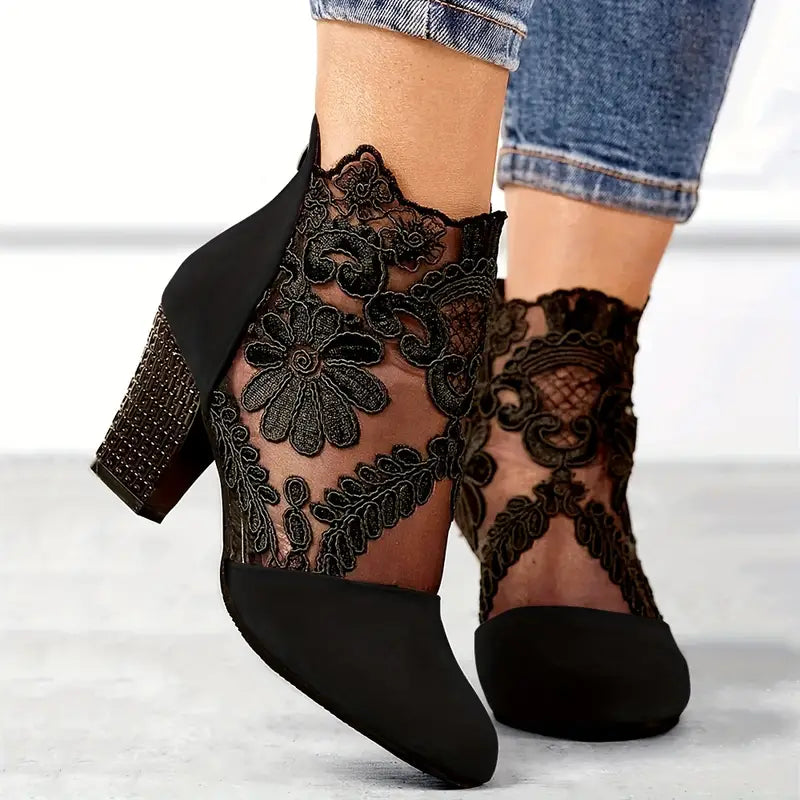 Bottines à Talons en Dentelle