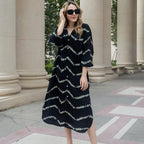 Zahra - Robe à Manches Longues Rayée Boho