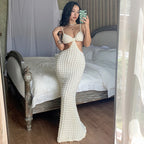 Robe Longue Élégante à Bretelles – Fendue, Dos Nu, Style Pure Désir