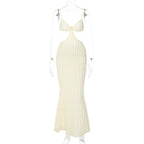 Robe Longue Élégante à Bretelles – Fendue, Dos Nu, Style Pure Désir