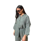 Ensemble Décontracté Femme en Coton & Lin – Style Coréen à Manches 3/4