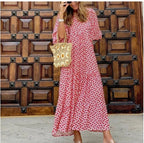 Robe Bohème Vintage d’Été – Col V & Imprimé Fleuri Élégant