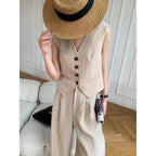 Ensemble Décontracté d’Été – Gilet Sans Manches & Pantalon Large