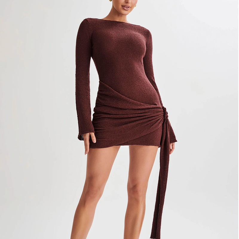 Robe Y2K sexy à dos nu avec manches longues – Tendance virale