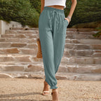 Pantalon fluide taille haute à nouer – Look chic et décontracté
