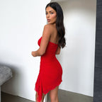 Robe Courte d'Été Dos Nu Style Y2K – Fendue, Sans Bretelles