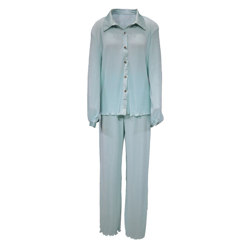 Ensemble Chemise Longue Manches & Pantalon – Style Décontracté & Élégance Fluide